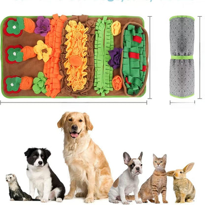 Interactive Pet Foraging Snuffle Mat—Slow Feeding Puzzle Mat For Mental Enrichment, Boredom, & Anxiety