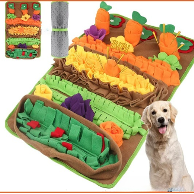 Interactive Pet Foraging Snuffle Mat—Slow Feeding Puzzle Mat For Mental Enrichment, Boredom, & Anxiety