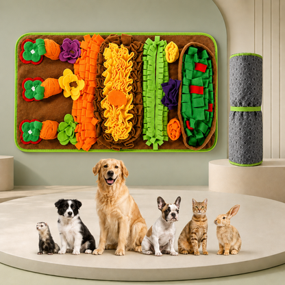 Interactive Pet Foraging Snuffle Mat—Slow Feeding Puzzle Mat For Mental Enrichment, Boredom, & Anxiety