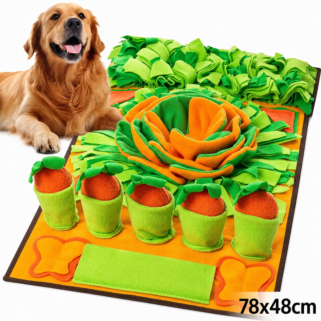 Interactive Pet Foraging Snuffle Mat—Slow Feeding Puzzle Mat For Mental Enrichment, Boredom, & Anxiety