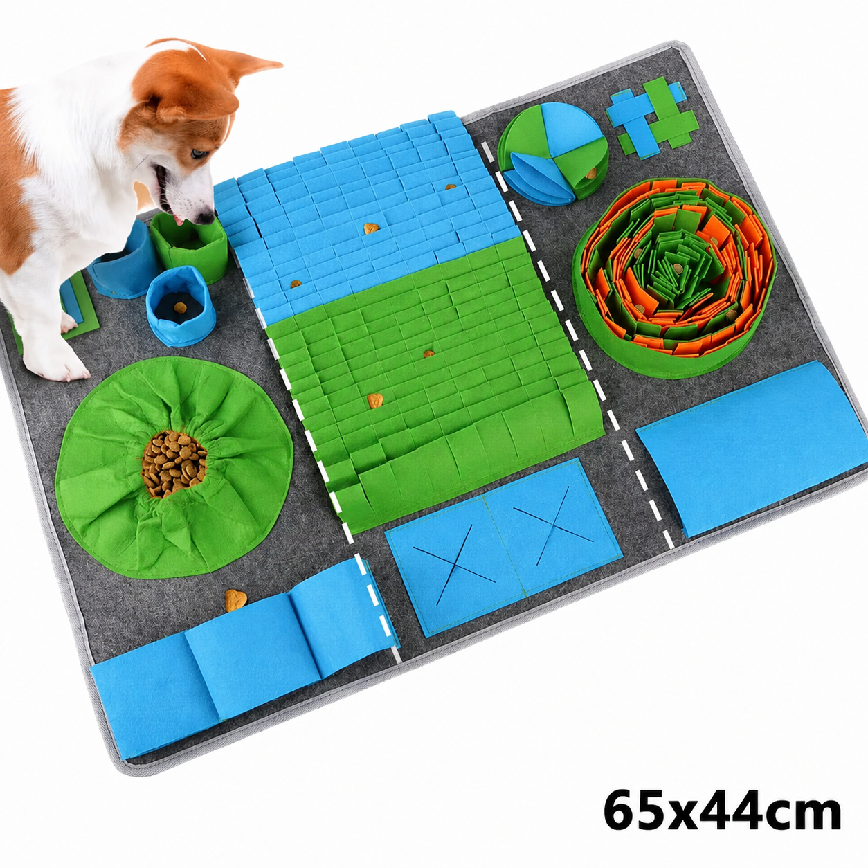 Interactive Pet Foraging Snuffle Mat—Slow Feeding Puzzle Mat For Mental Enrichment, Boredom, & Anxiety