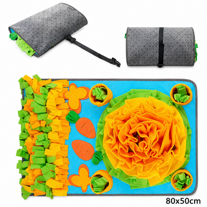 Interactive Pet Foraging Snuffle Mat—Slow Feeding Puzzle Mat For Mental Enrichment, Boredom, & Anxiety